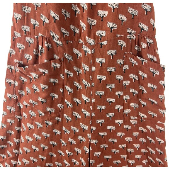 Natural Life Dakota Tie Overall Jumpsuit Size L Rust Tree Print Wide Leg Boho - Picture 7 of 15